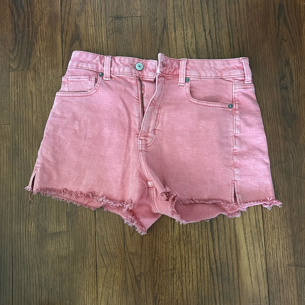 american eagle pink stretch jean shorts